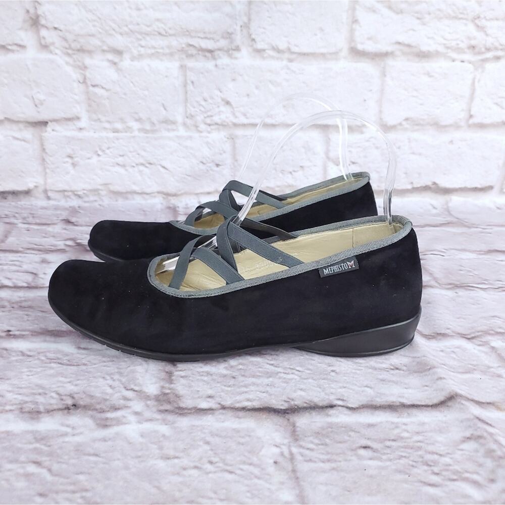 Mephisto strappy flats shoes black leather women's size 7.5